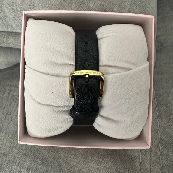 Kate Spade Black Leather Women’s Metro Monogram J Watch